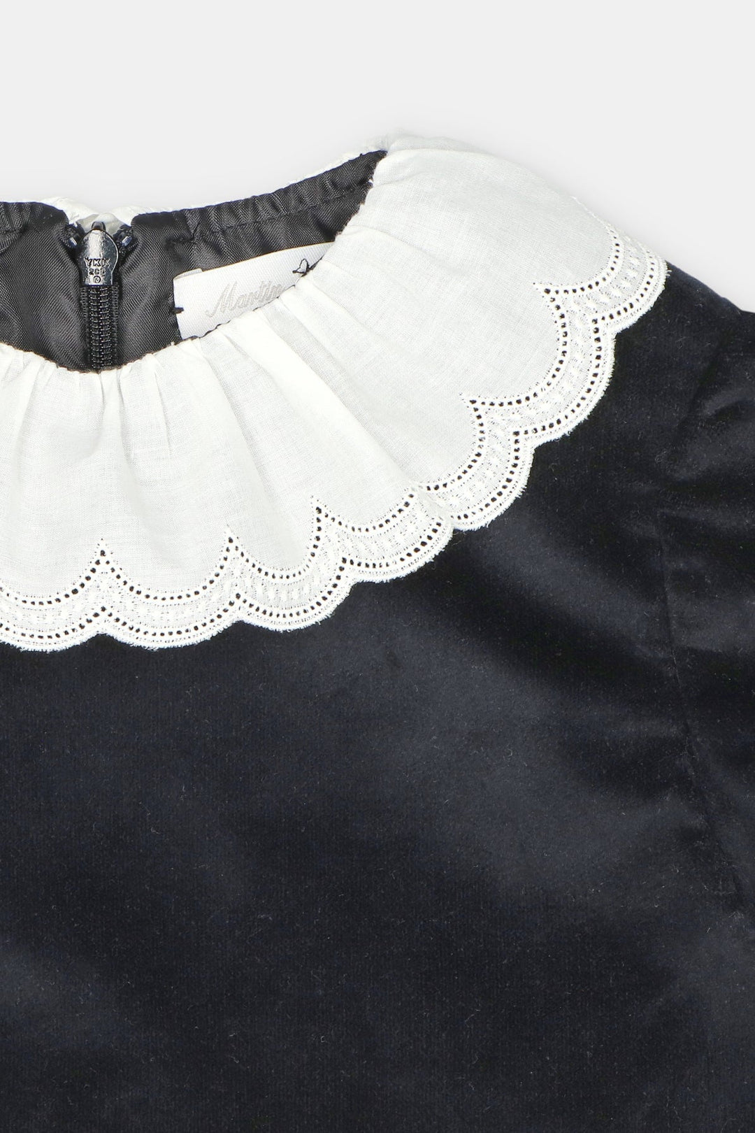Martín Aranda “Cecily” Black Velvet Ruffle Collar Dress - Millie and John