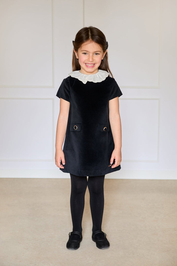 Martín Aranda “Cecily” Black Velvet Ruffle Collar Dress - Millie and John