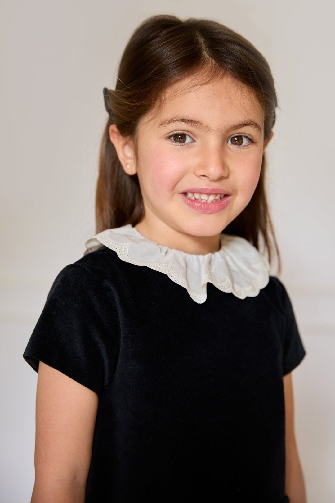 Martín Aranda “Cecily” Black Velvet Ruffle Collar Dress - Millie and John