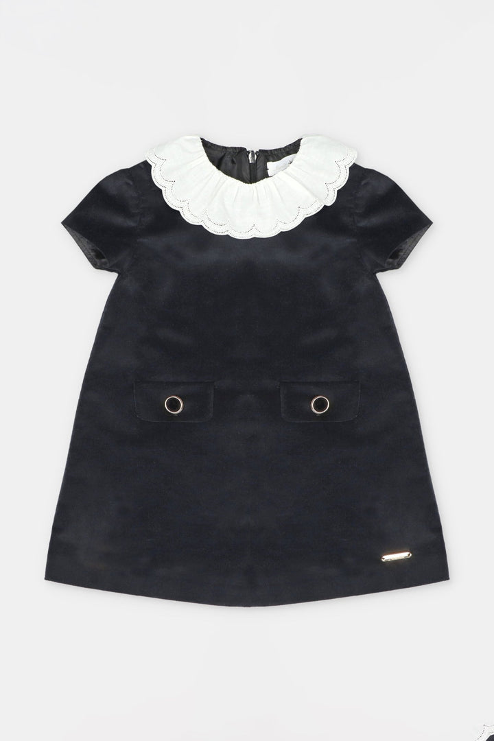 Martín Aranda “Cecily” Black Velvet Ruffle Collar Dress - Millie and John