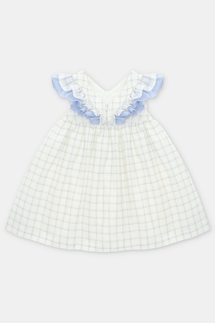 Martín Aranda "Cecily" Sky Blue Checked Dress - Millie and John