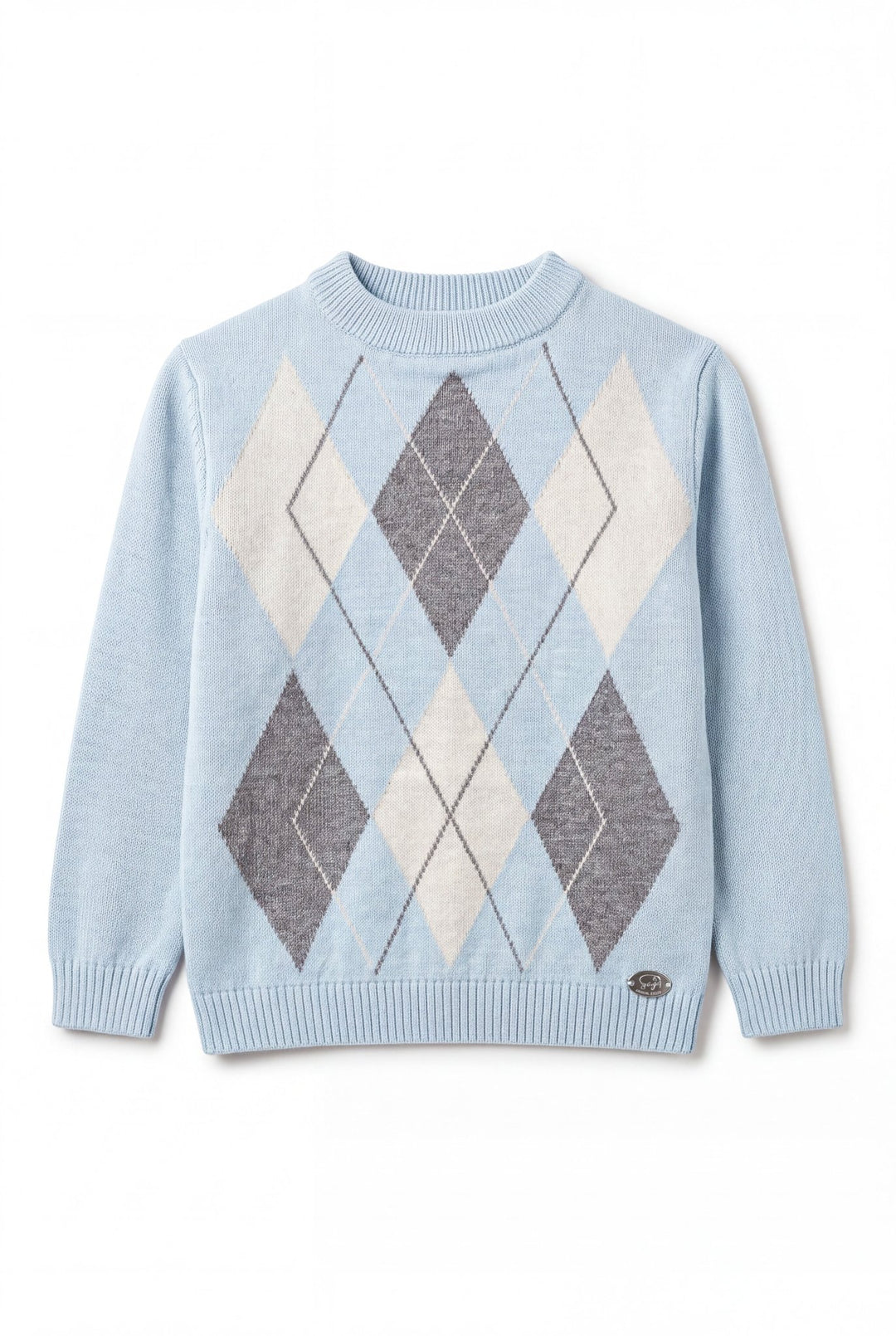Martín Aranda “Chester” Powder Blue Argyle Knit Jumper - Millie and John