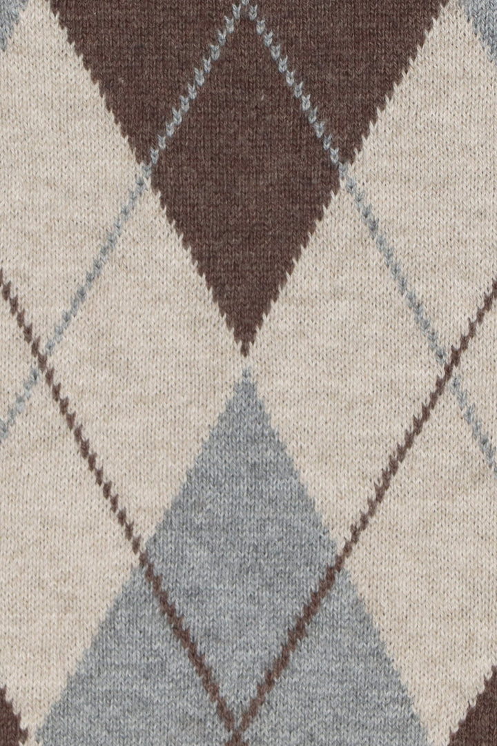Martín Aranda “Chester” Toasted Brown Argyle Knit Jumper - Millie and John