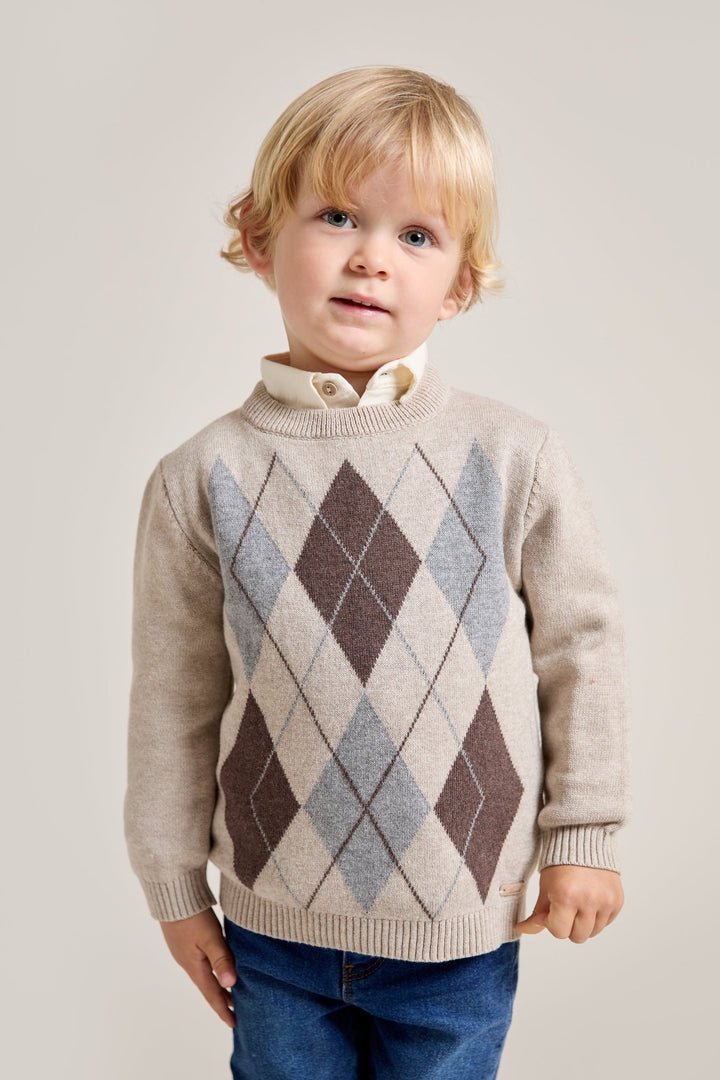 Martín Aranda “Chester” Toasted Brown Argyle Knit Jumper - Millie and John