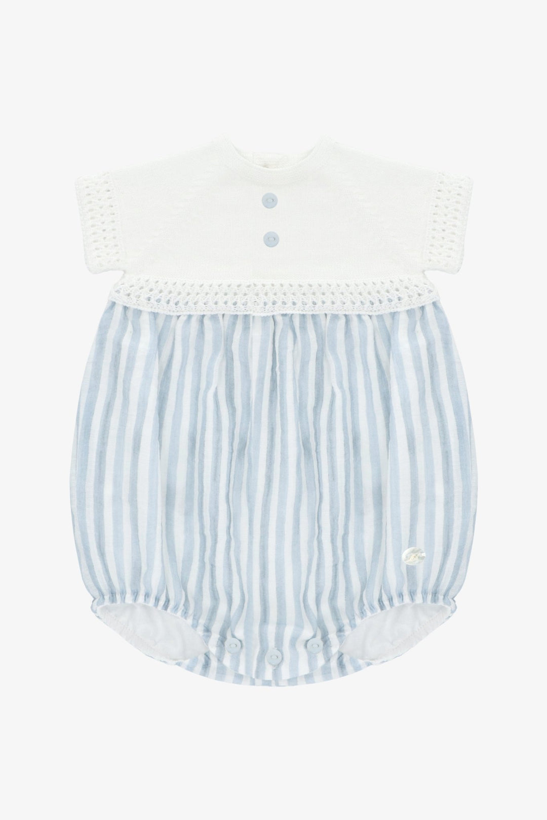 Martín Aranda "Clyde" Blue Striped Half Knit Romper - Millie and John