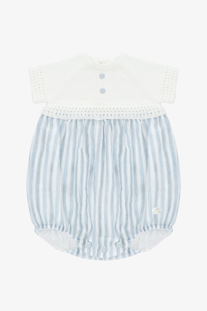 Martín Aranda "Clyde" Blue Striped Half Knit Romper - Millie and John