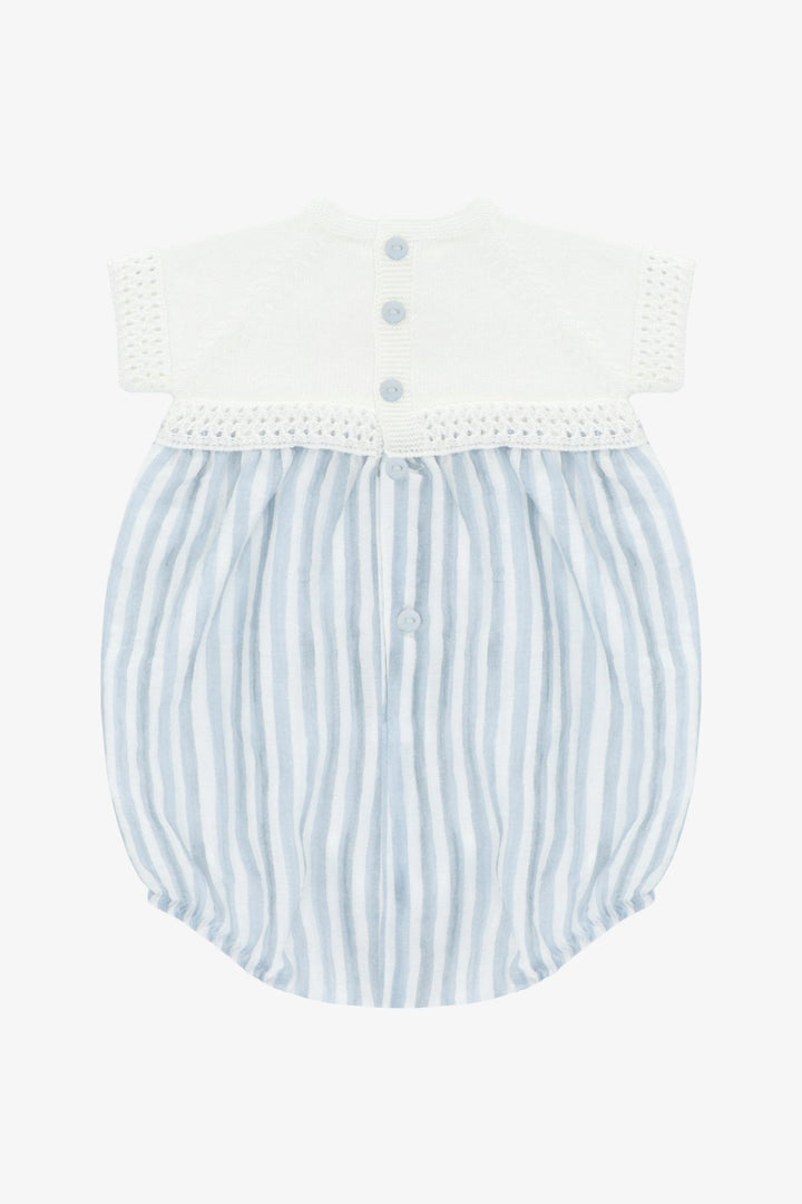 Martín Aranda "Clyde" Blue Striped Half Knit Romper - Millie and John
