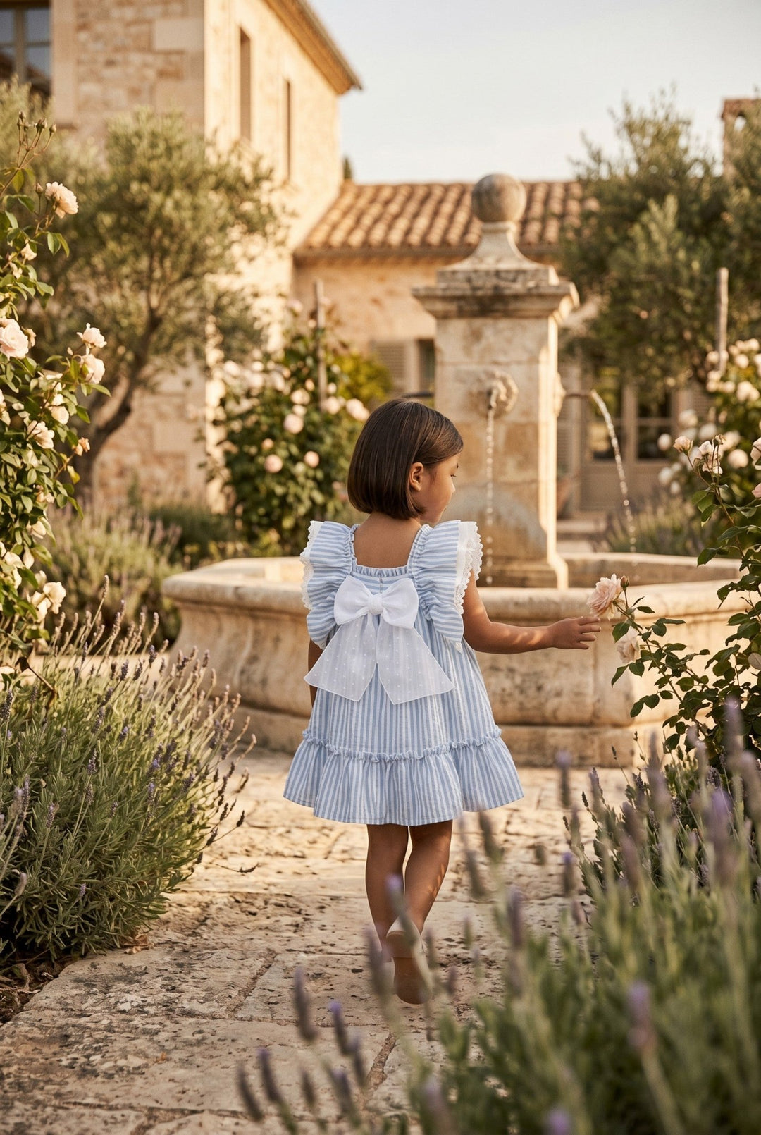 Martín Aranda "Dahlia" Dusky Blue Striped Dress - Millie and John