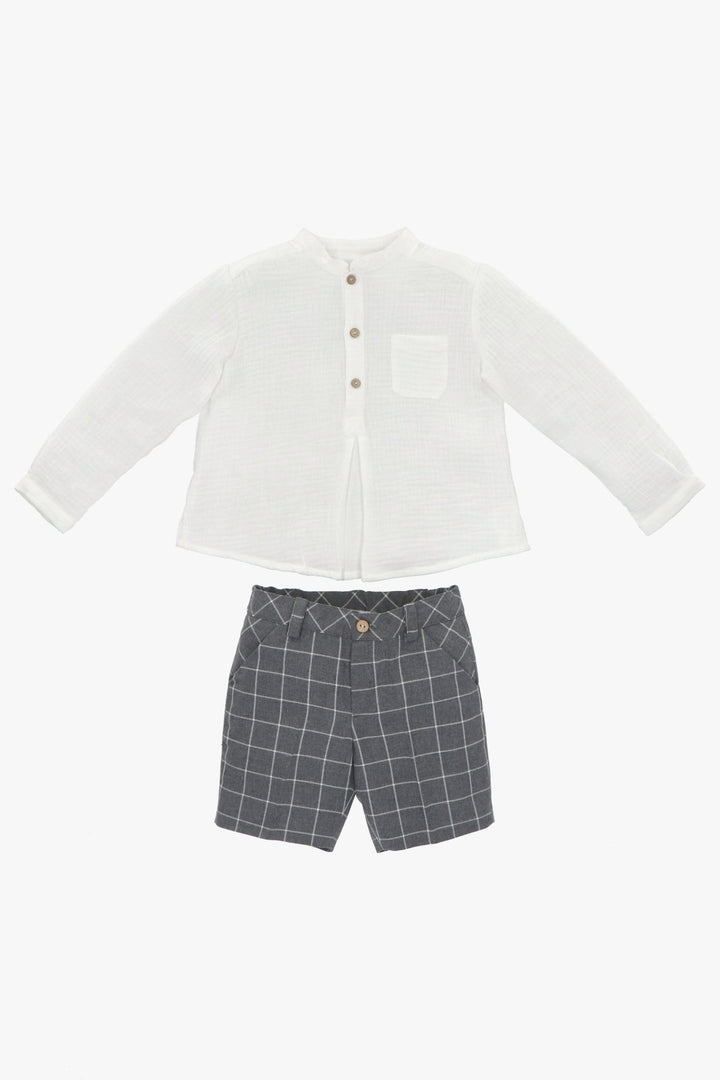 Martín Aranda "Edmund" Shirt & Grey Checked Shorts - Millie and John