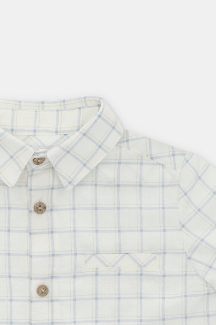 Martín Aranda "Edmund" Sky Blue Checked Shirt & Shorts - Millie and John