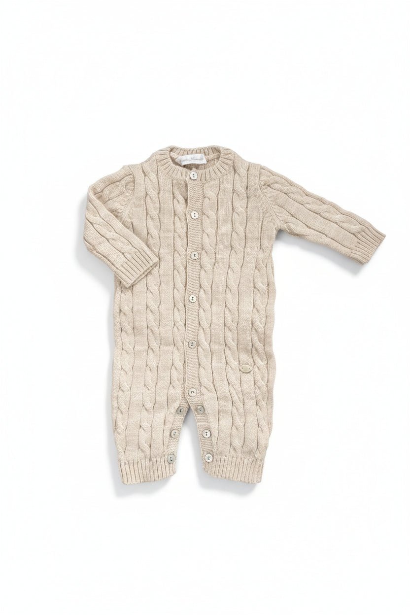 Martín Aranda "Elian" Beige Cable Knit Romper - Millie and John
