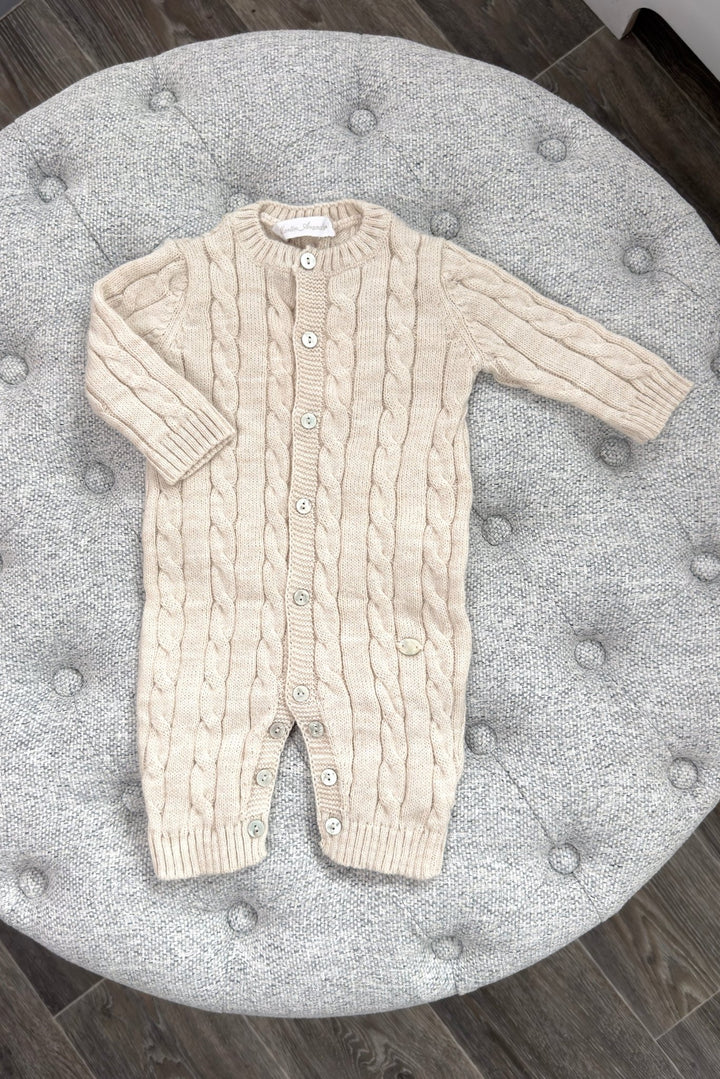 Martín Aranda "Elian" Beige Cable Knit Romper - Millie and John