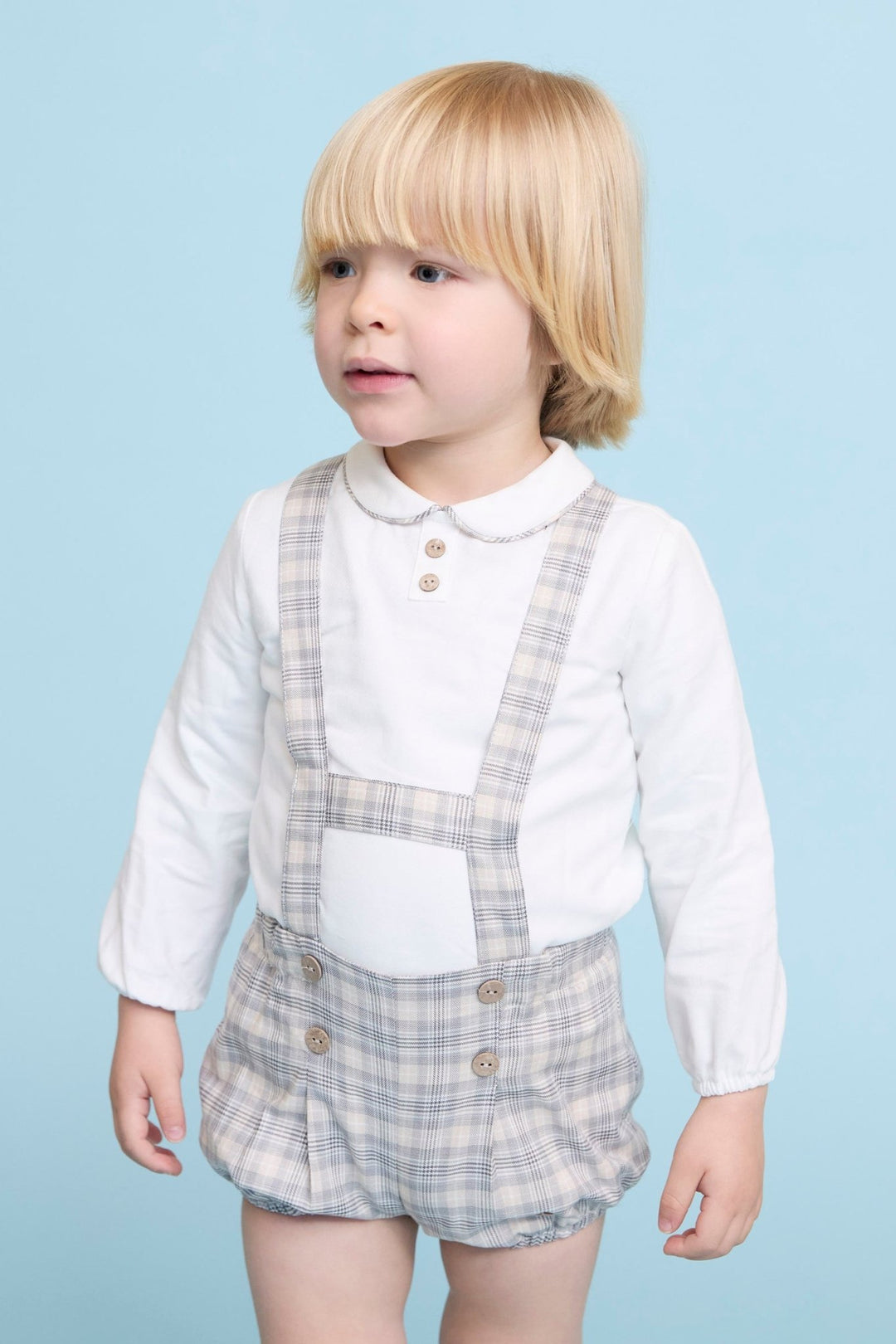 Martín Aranda "Ethan" Stone Tartan Shirt & Jam Pants with Braces - Millie and John