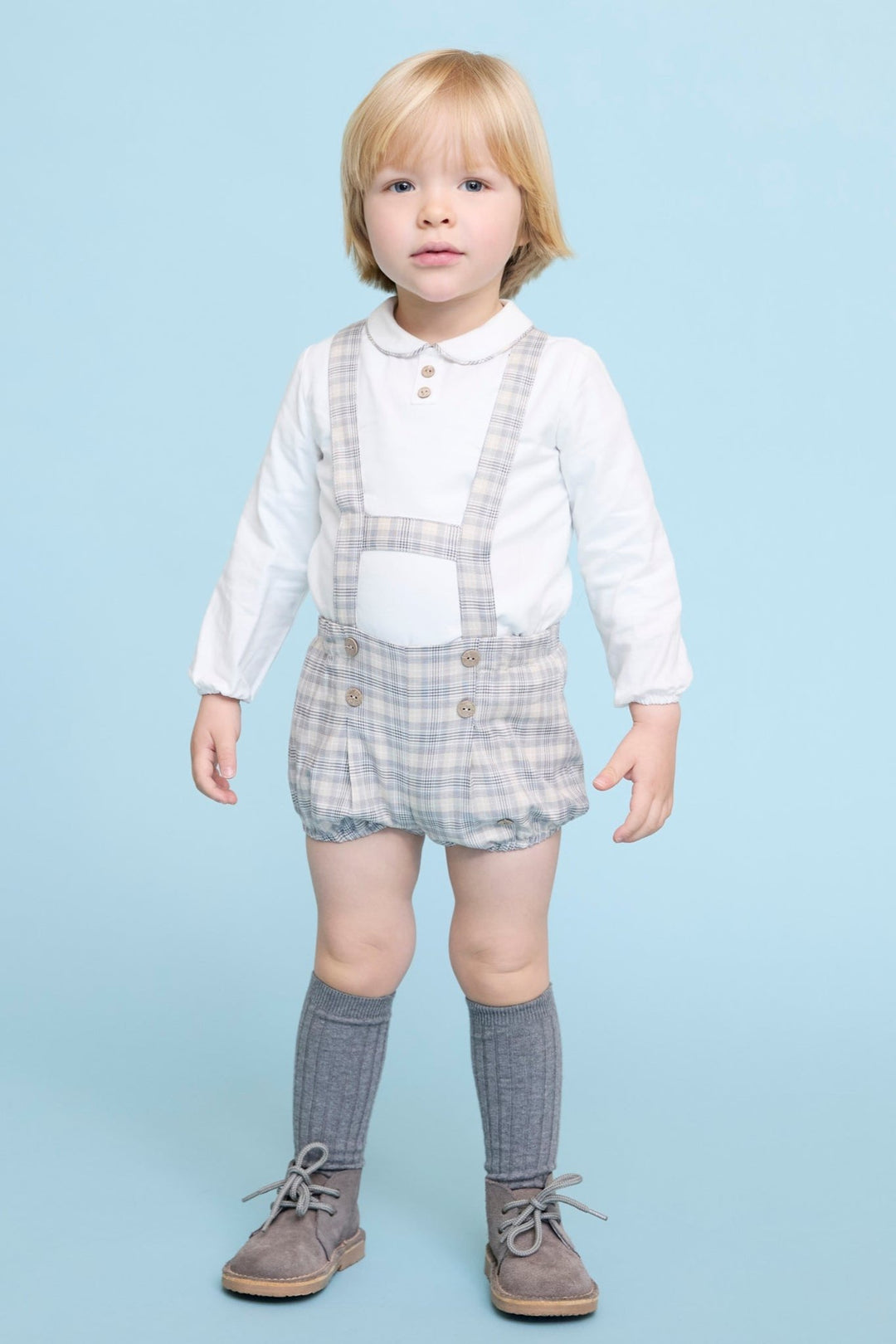 Martín Aranda "Ethan" Stone Tartan Shirt & Jam Pants with Braces - Millie and John