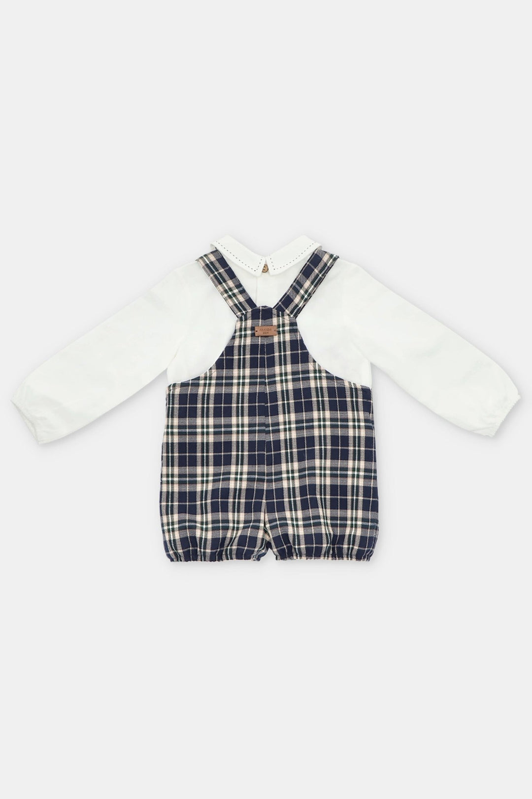 Martín Aranda "Ezra" Shirt & Navy Tartan Dungaree Romper - Millie and John