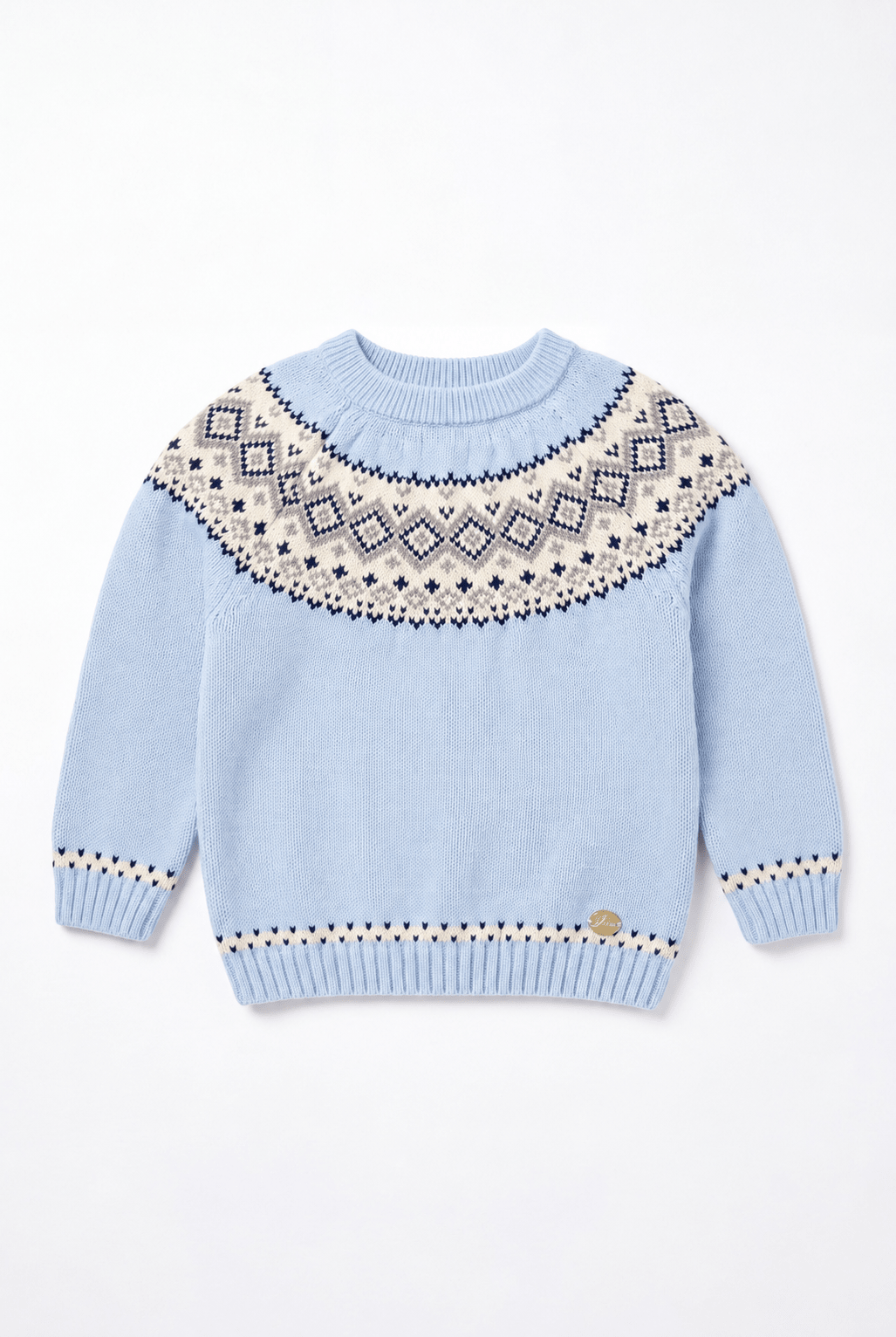 Martín Aranda "Felix" Powder Blue Fair Isle Knitted Jumper - Millie and John