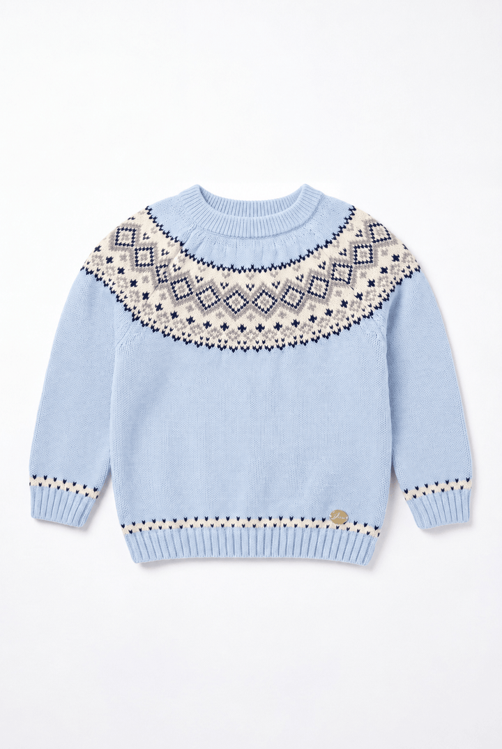 Martín Aranda "Felix" Powder Blue Fair Isle Knitted Jumper - Millie and John
