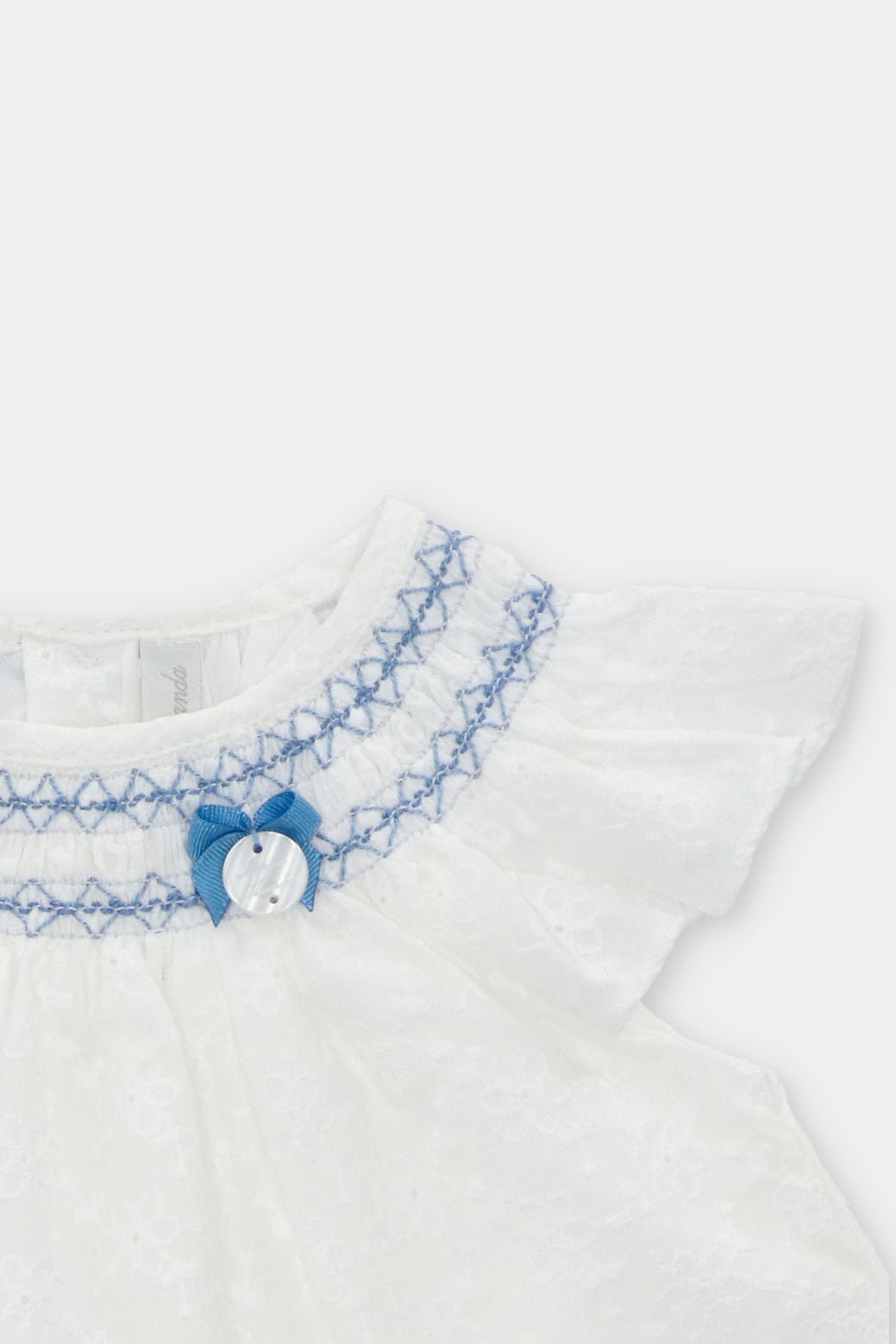 Martín Aranda "Fiorella" White Broderie Anglaise Smocked Dress & Bloomers - Millie and John
