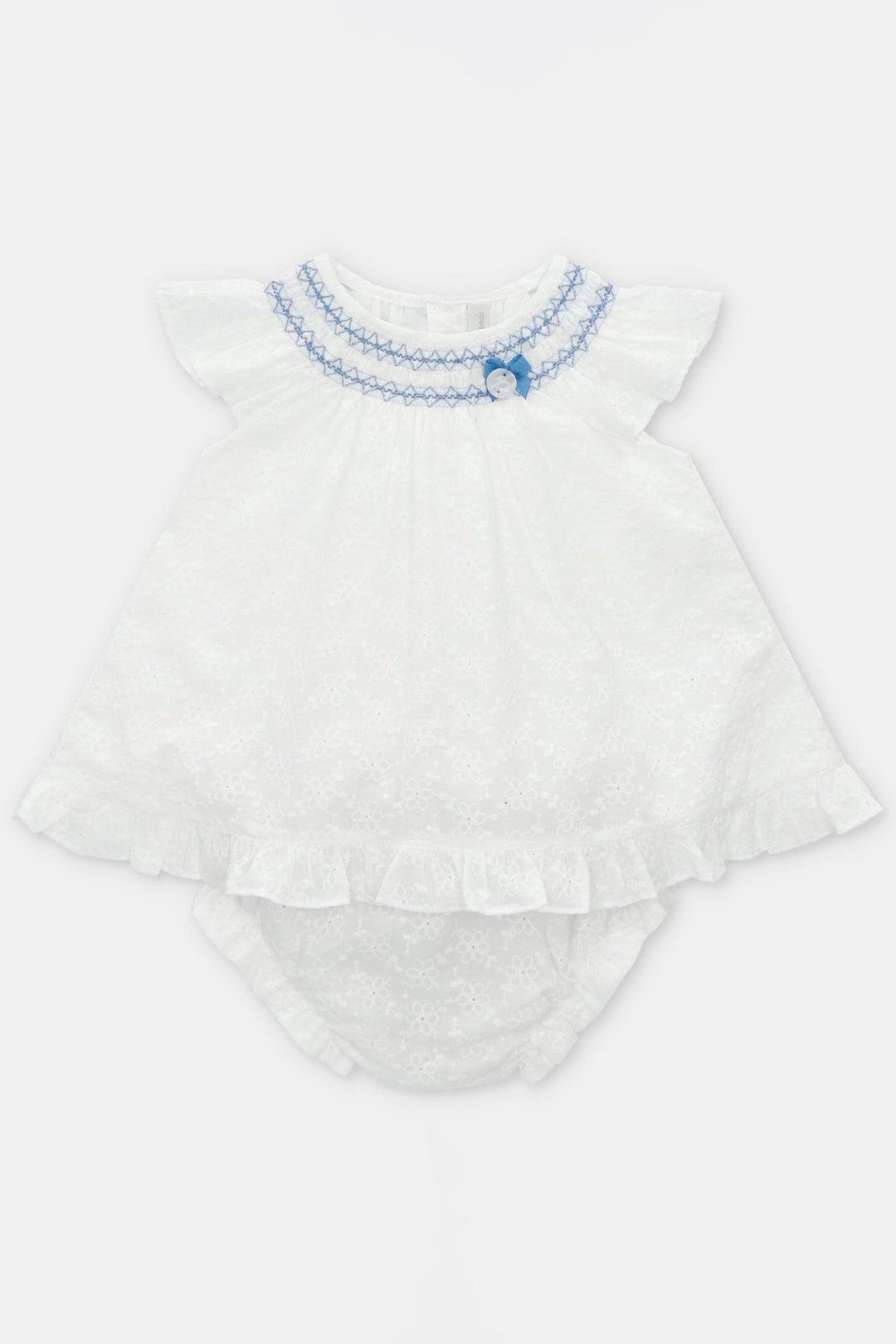 Martín Aranda "Fiorella" White Broderie Anglaise Smocked Dress & Bloomers - Millie and John