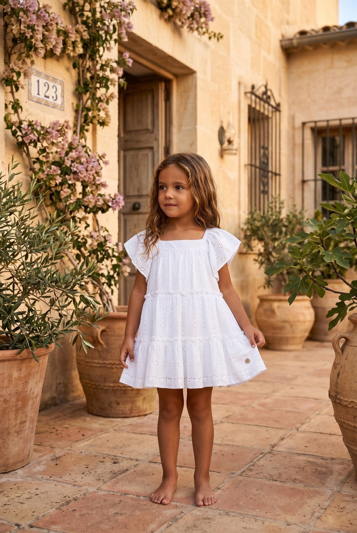 Martín Aranda "Freya" White Broderie Anglaise Dress - Millie and John