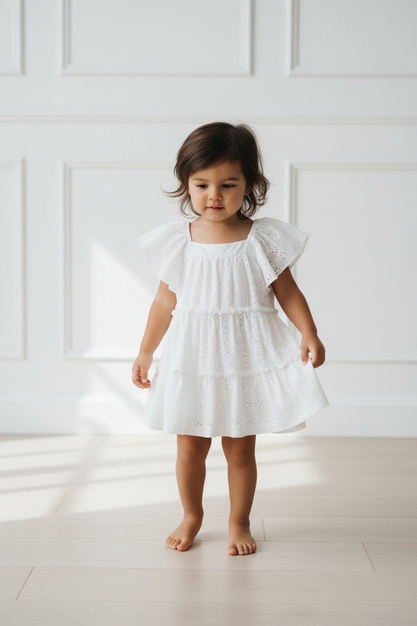 Martín Aranda "Freya" White Broderie Anglaise Dress - Millie and John
