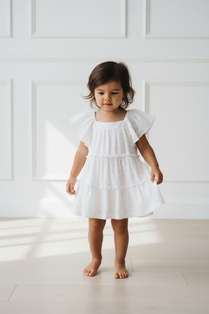 Martín Aranda "Freya" White Broderie Anglaise Dress - Millie and John
