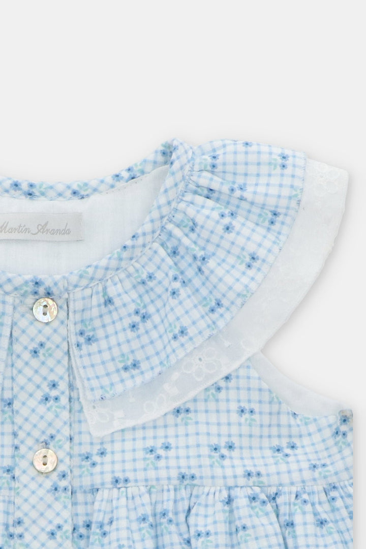 Martín Aranda "Georgiana" Dusky Blue Floral Dress - Millie and John