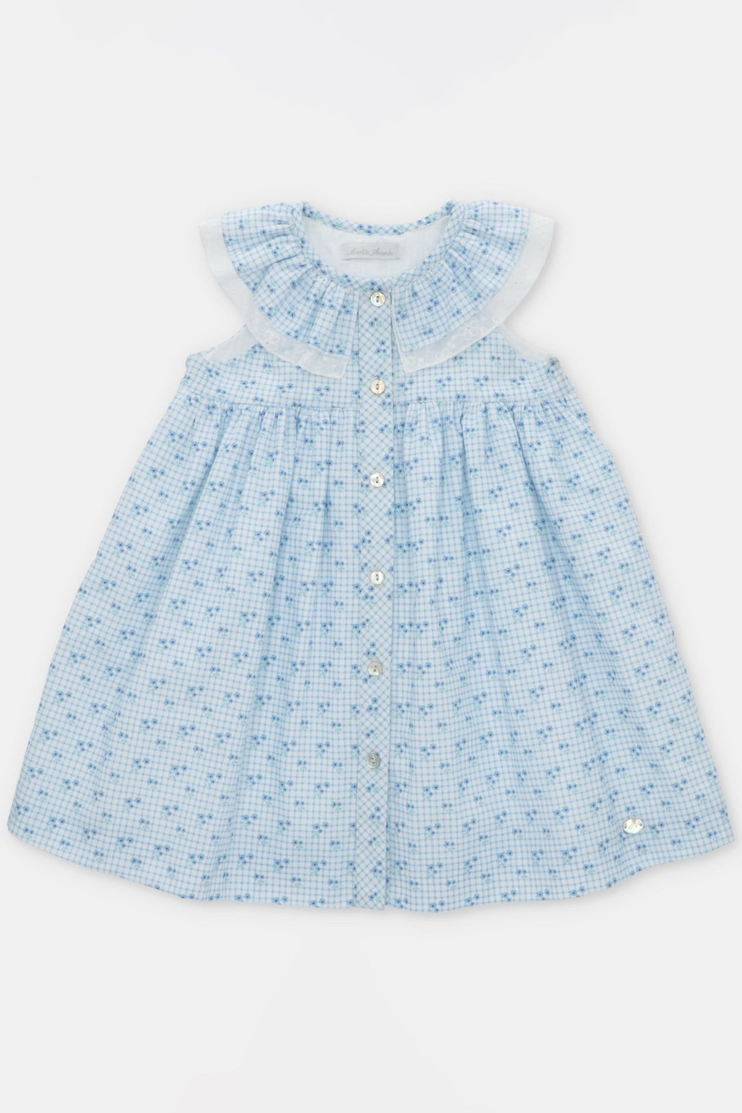 Martín Aranda "Georgiana" Dusky Blue Floral Dress - Millie and John