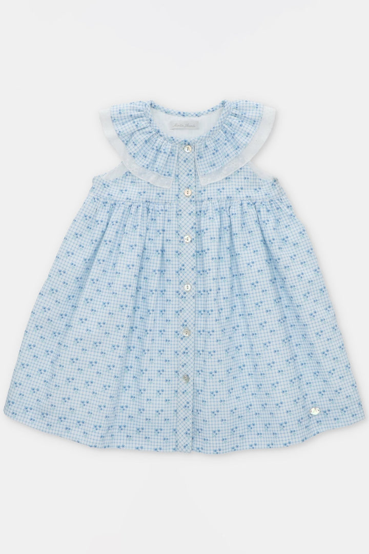 Martín Aranda "Georgiana" Dusky Blue Floral Dress - Millie and John