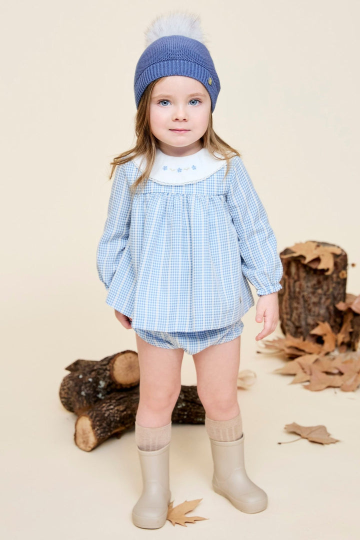Martín Aranda "Hallie" Blue Check Dress & Bloomers - Millie and John