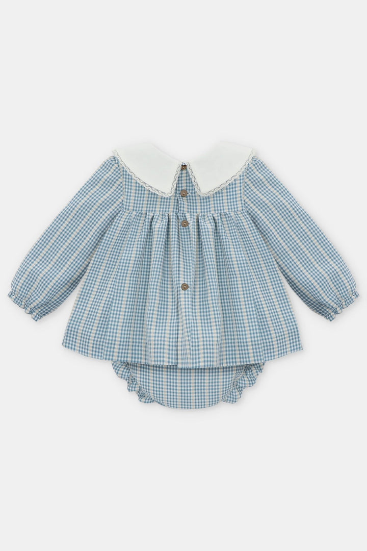 Martín Aranda "Hallie" Blue Check Dress & Bloomers - Millie and John