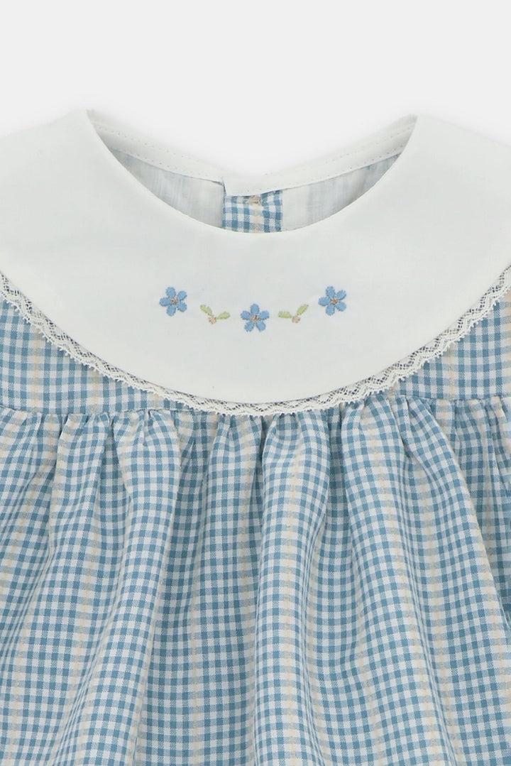 Martín Aranda "Hallie" Blue Check Dress & Bloomers - Millie and John