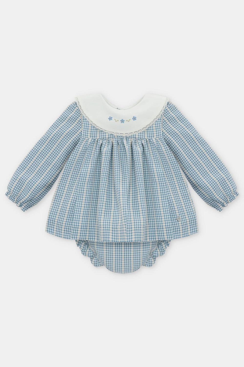 Martín Aranda "Hallie" Blue Check Dress & Bloomers - Millie and John