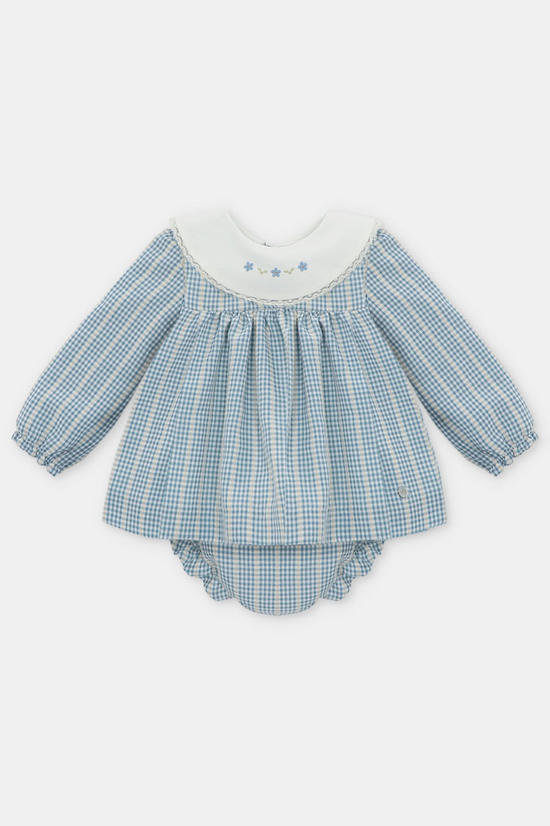 Martín Aranda "Hallie" Blue Check Dress & Bloomers - Millie and John