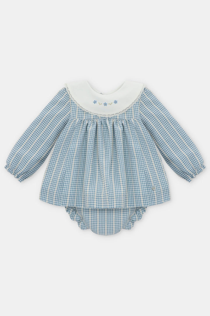 Martín Aranda "Hallie" Blue Check Dress & Bloomers - Millie and John