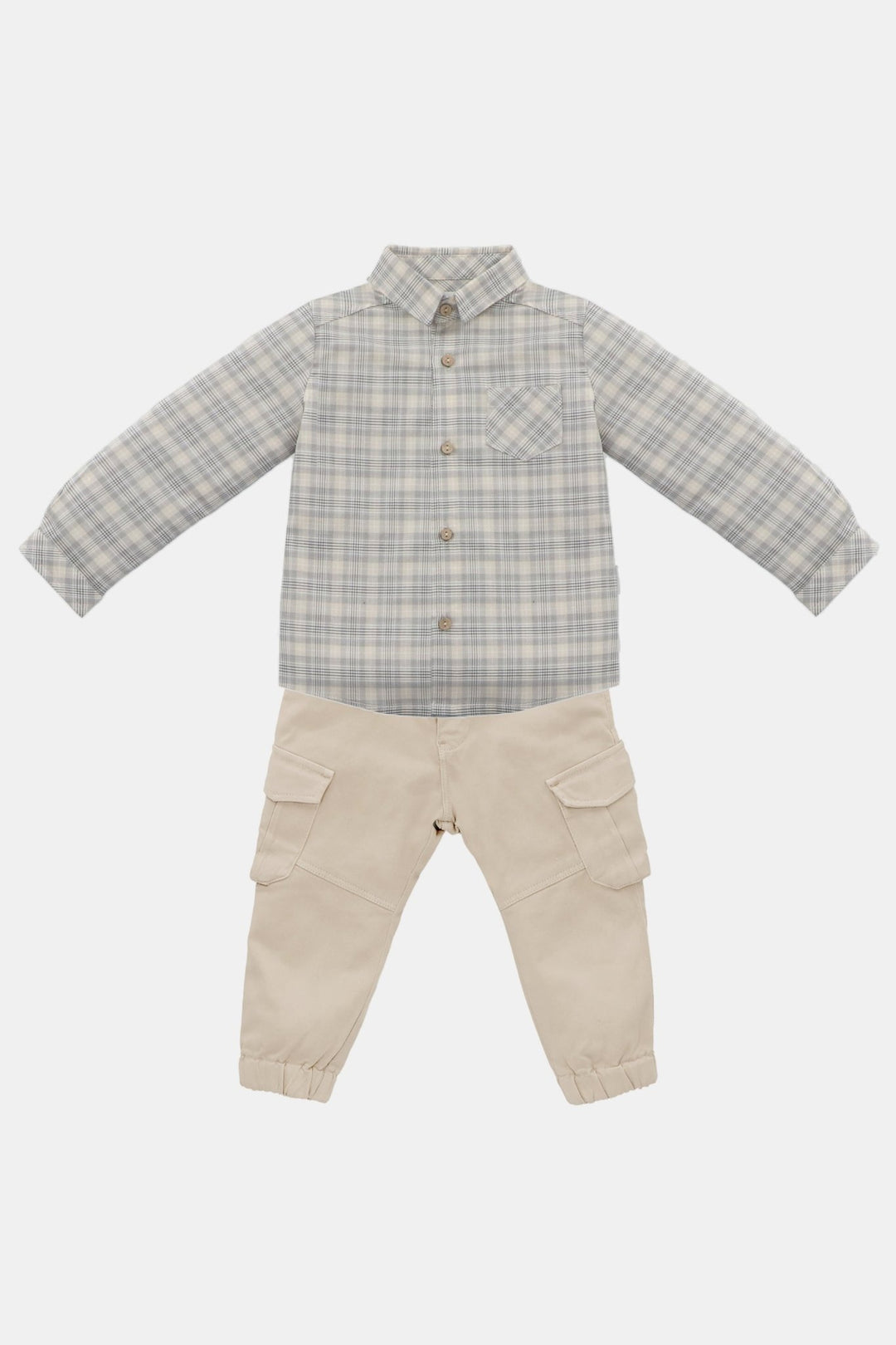 Martín Aranda "Harrison" Stone Tartan Shirt & Cargo Trousers - Millie and John