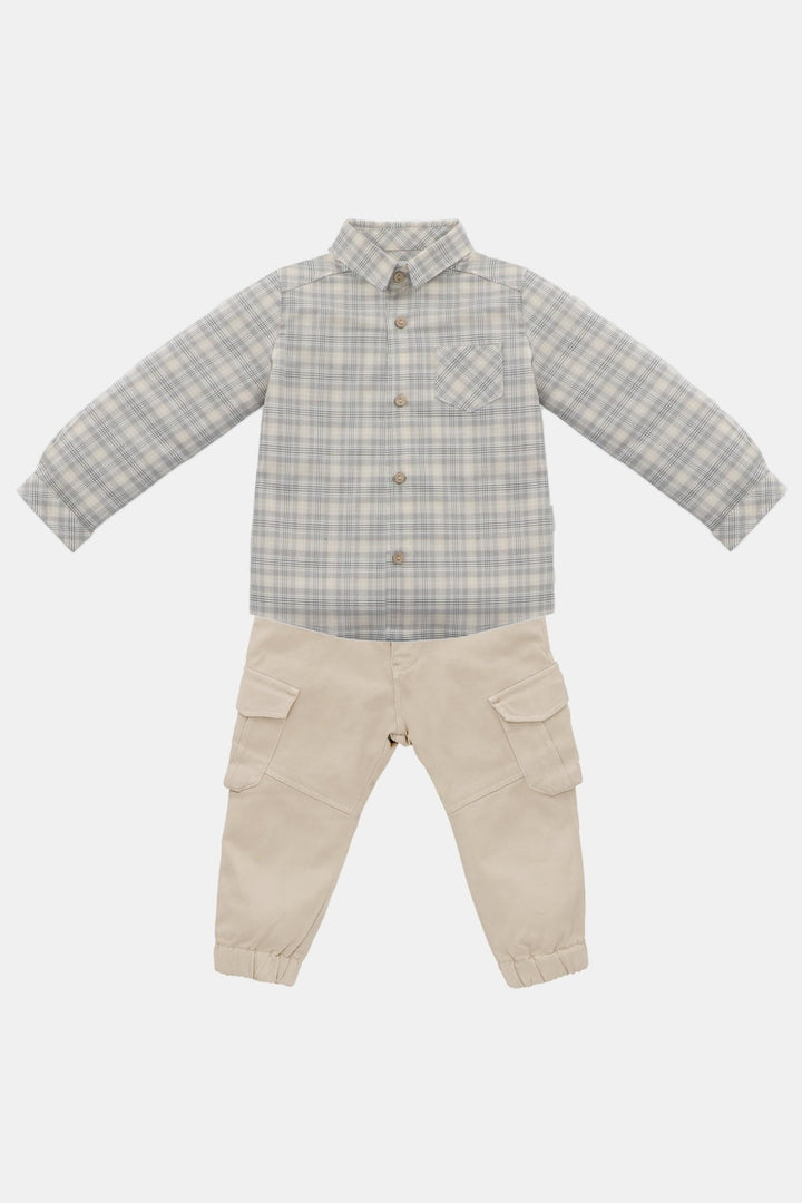 Martín Aranda "Harrison" Stone Tartan Shirt & Cargo Trousers - Millie and John