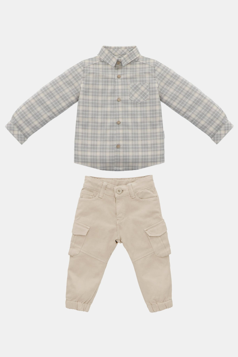 Martín Aranda "Harrison" Stone Tartan Shirt & Cargo Trousers - Millie and John