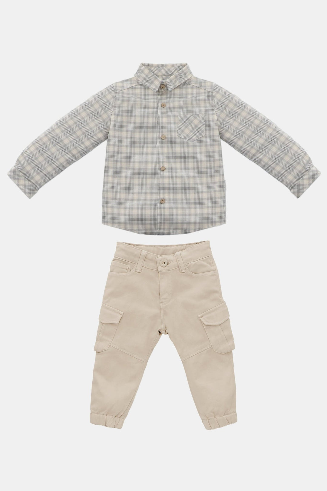 Martín Aranda "Harrison" Stone Tartan Shirt & Cargo Trousers - Millie and John