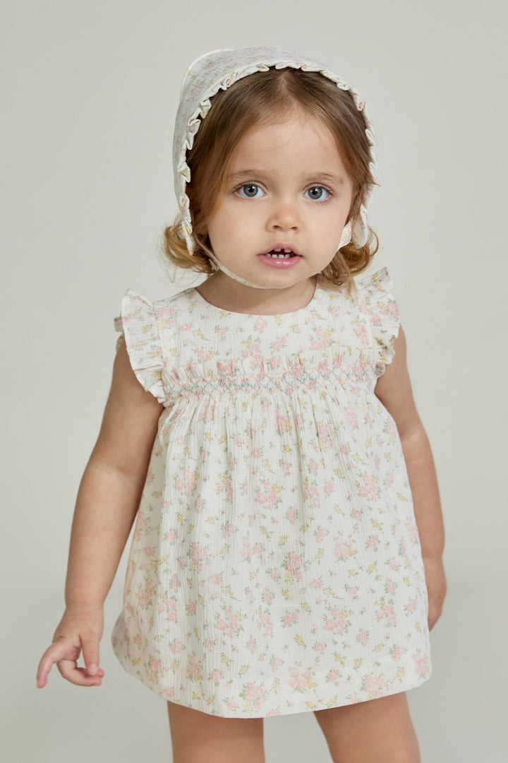 Martín Aranda "Isadora" Floral Seersucker Dress & Bloomers - Millie and John