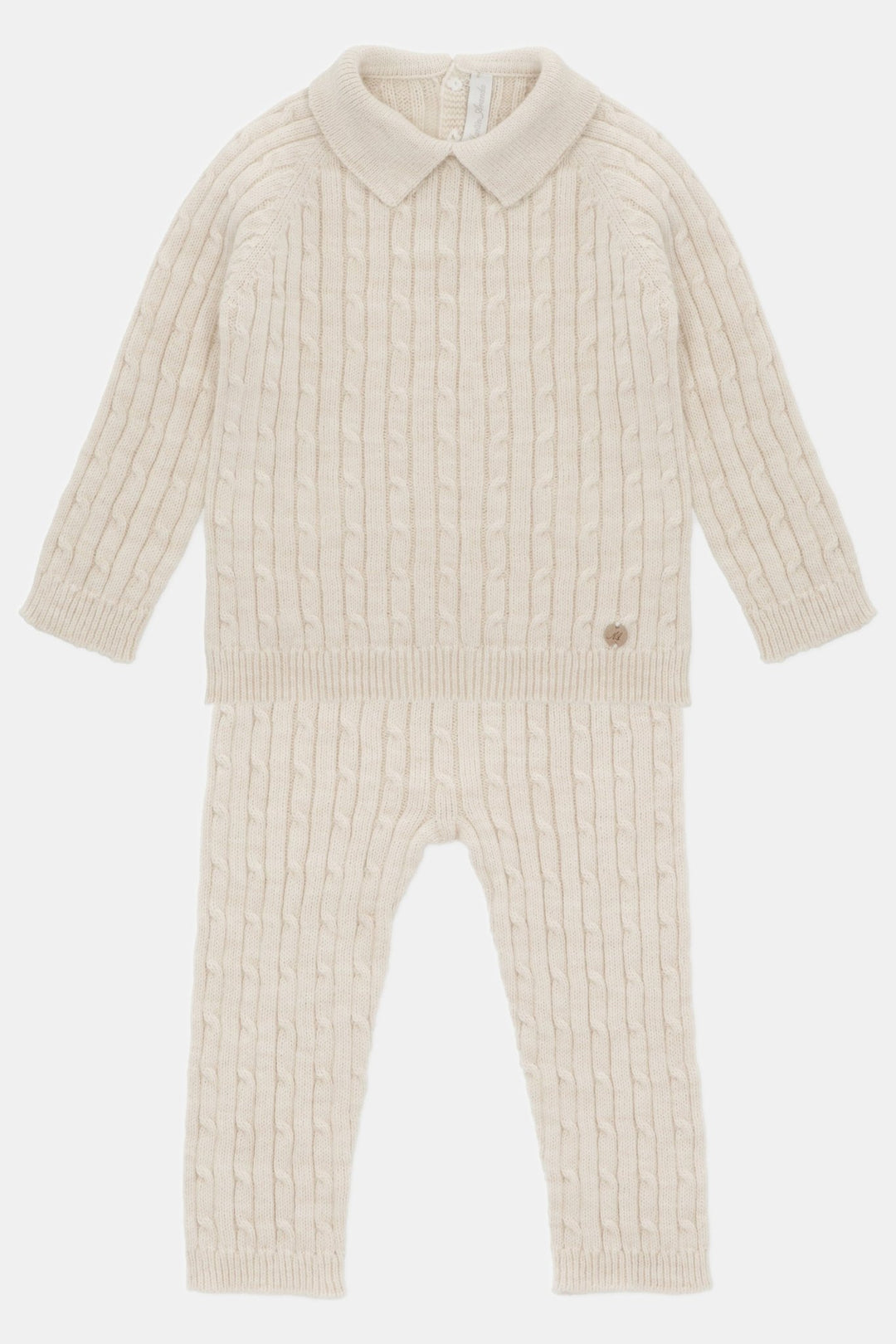 Martín Aranda "Jack" Oatmeal Cable Knit Polo Shirt & Trousers - Millie and John