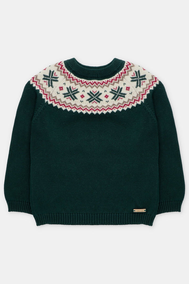 Martín Aranda "Jasper" Bottle Green Fair Isle Knitted Jumper - Millie and John