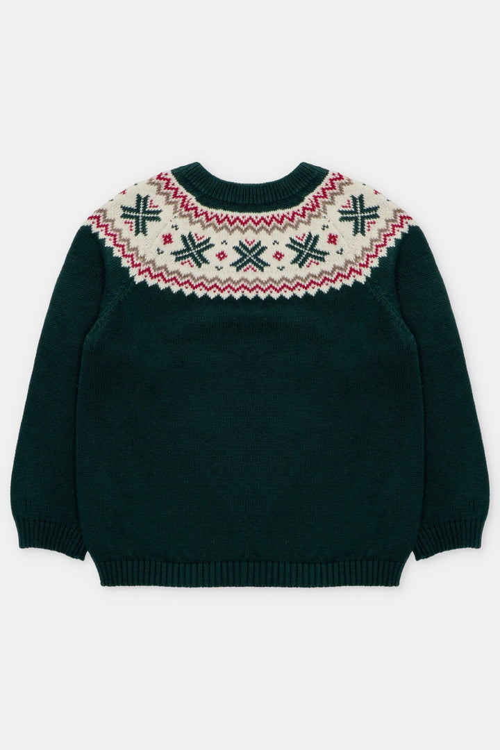 Martín Aranda "Jasper" Bottle Green Fair Isle Knitted Jumper - Millie and John
