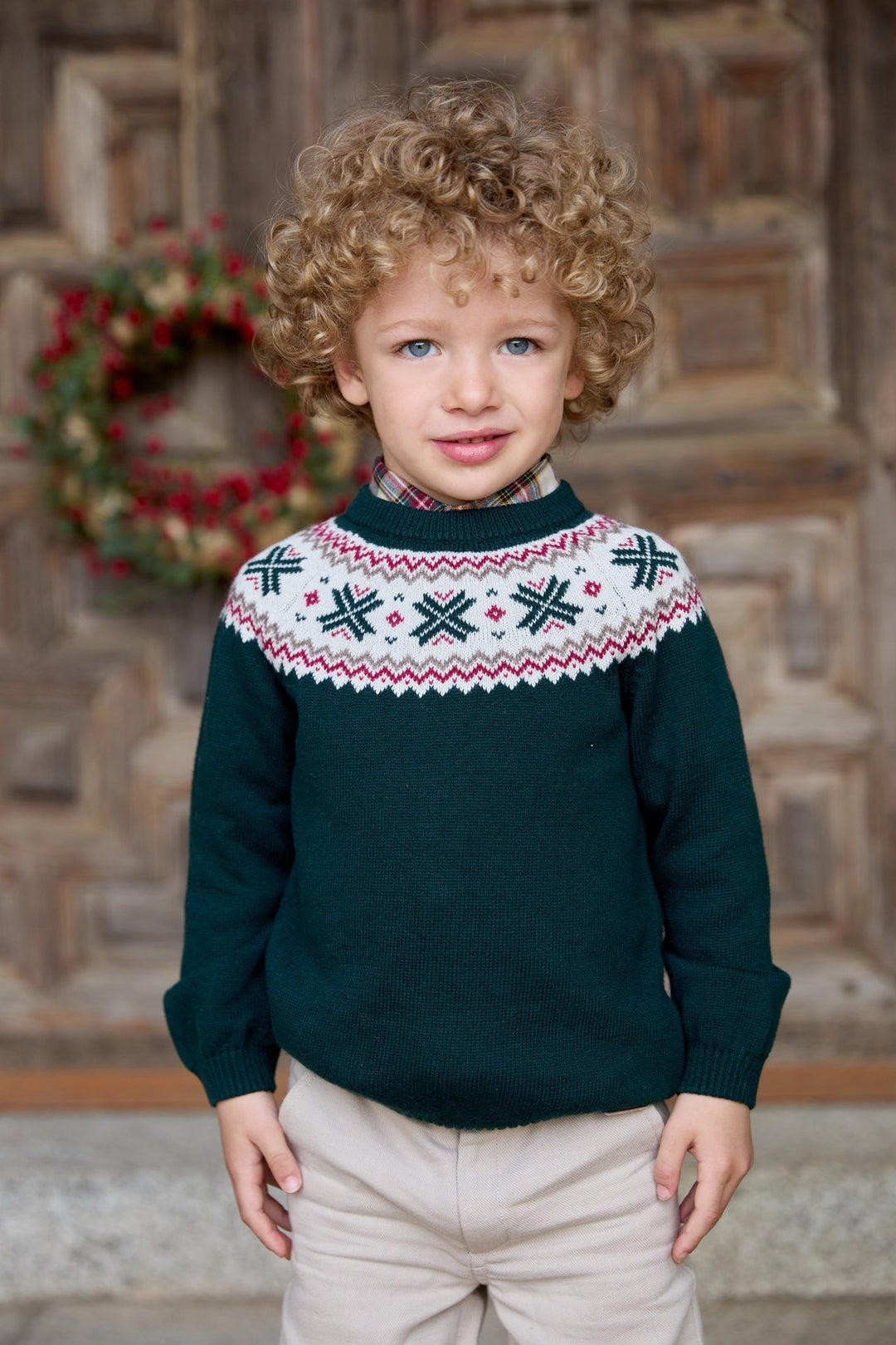 Martín Aranda "Jasper" Bottle Green Fair Isle Knitted Jumper - Millie and John