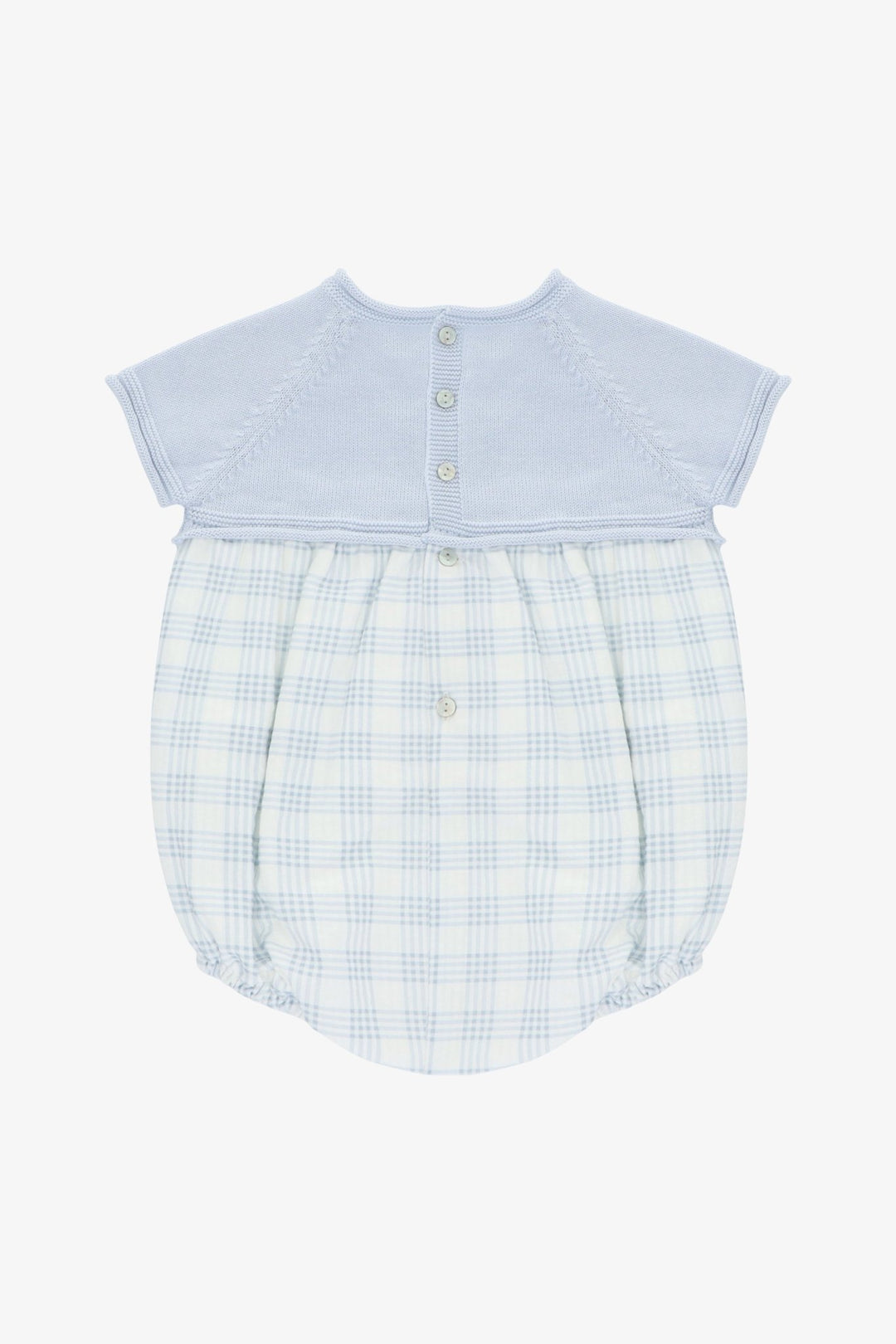 Martín Aranda "Jonah" Pale Blue Half Knit Checked Romper - Millie and John