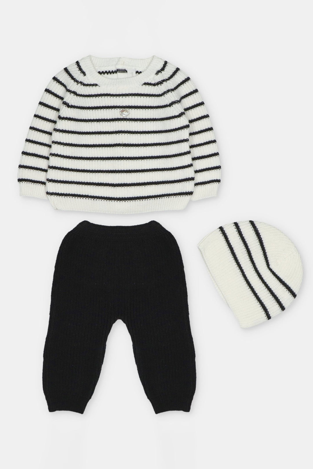 Martín Aranda “Jules” Ivory &amp; Black Striped Knitted 3-Piece Outfit - Millie and John