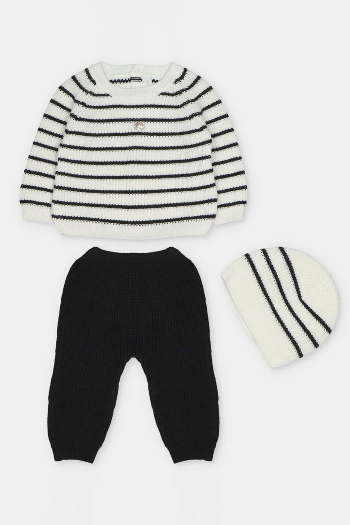 Martín Aranda “Jules” Ivory &amp; Black Striped Knitted 3-Piece Outfit - Millie and John