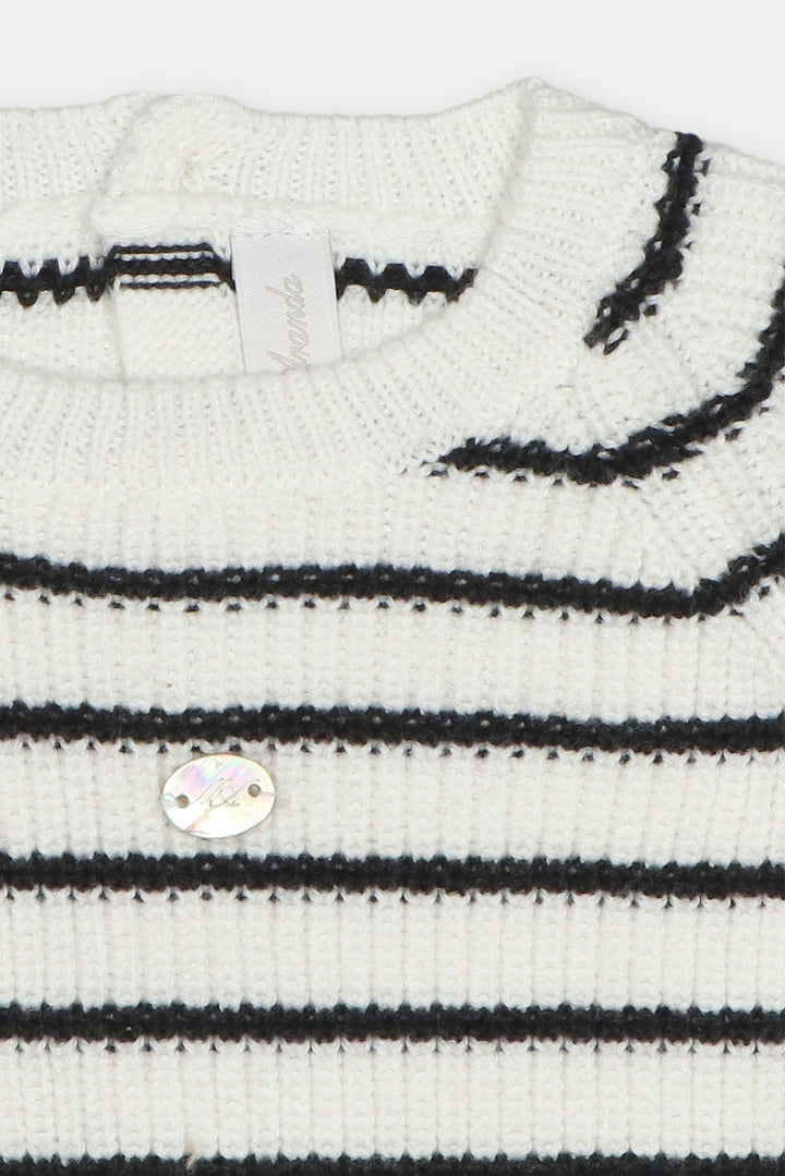 Martín Aranda “Jules” Ivory &amp; Black Striped Knitted 3-Piece Outfit - Millie and John