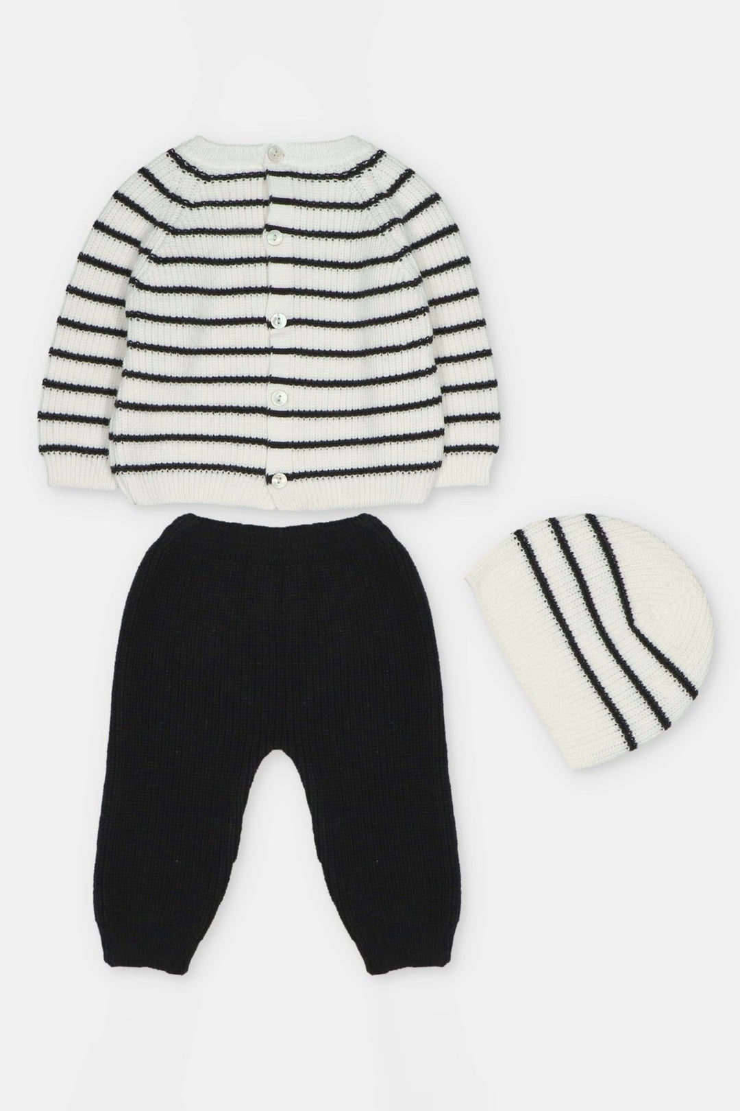 Martín Aranda “Jules” Ivory &amp; Black Striped Knitted 3-Piece Outfit - Millie and John