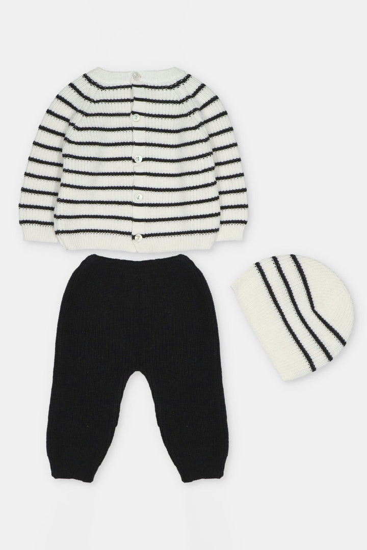 Martín Aranda “Jules” Ivory &amp; Black Striped Knitted 3-Piece Outfit - Millie and John